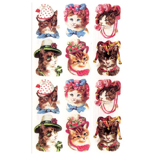 1 Sheet of Stickers Fancy Cats in Hats